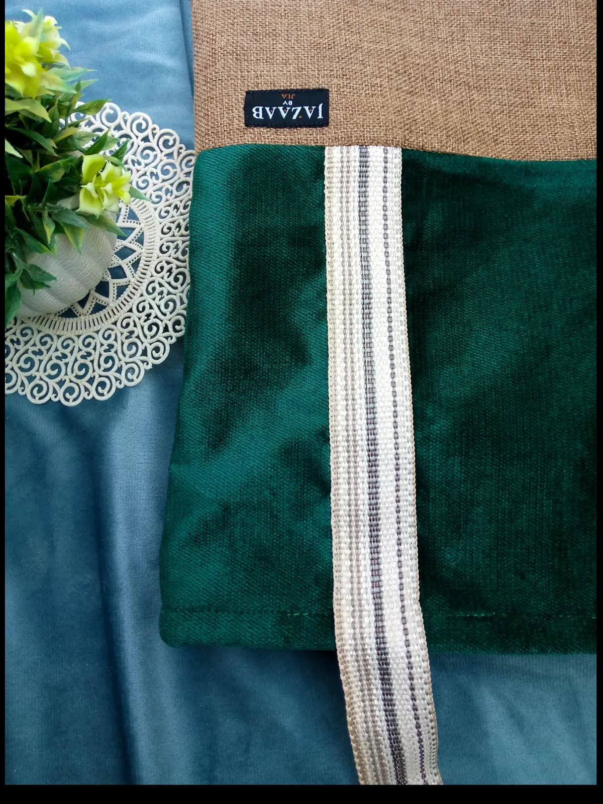 zipper velvet tote with features